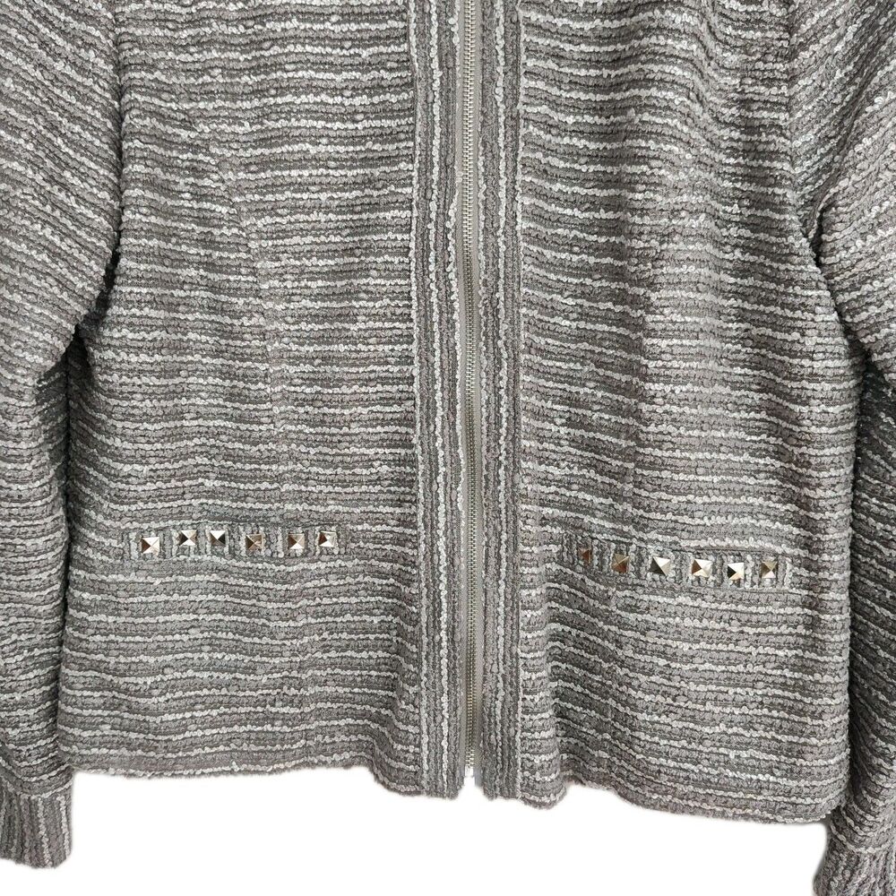 Patchington Full-Zip Women's Jacket, size Large, gray/silver stripes, mock neck - Picture 3 of 10